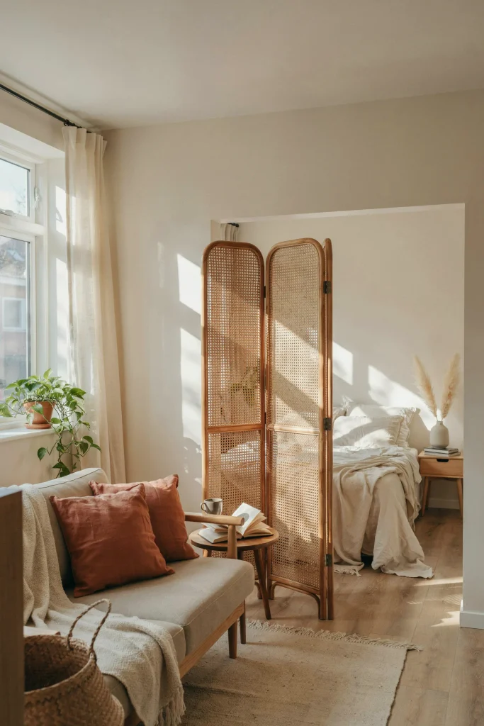 24 Room Divider Ideas That Transform Every Small Space 6 Folding Rattan Screen