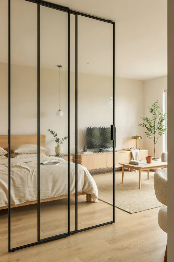 24 Room Divider Ideas That Transform Every Small Space 19 Frosted Glass Panels
