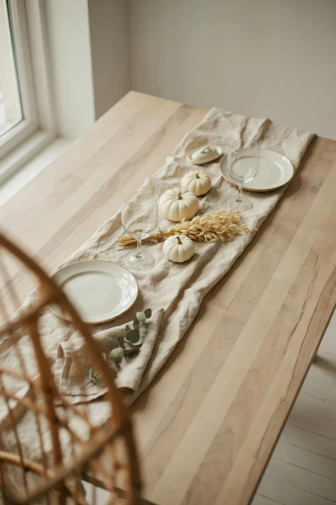 21 Minimalist Fall Decorations for a Calm 2026 Look 6 Layered Linen Table Runners