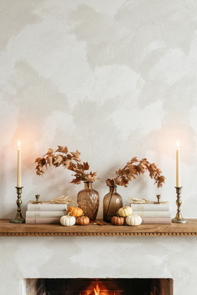 20 Fall Decorations for 2026 That Feel Truly Opulent 3 Layered Mantel Styling