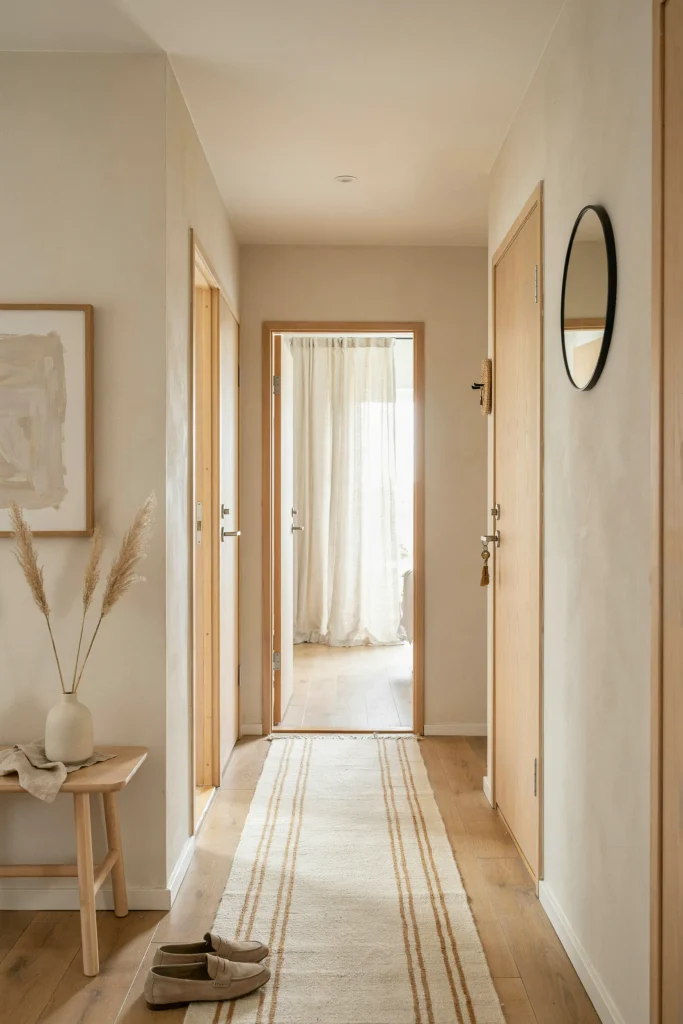 21 Narrow Hallway Decorating Ideas to Try Right Now 9 Light-Colored Walls