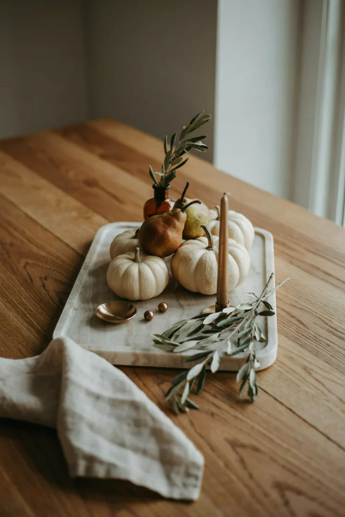 20 Fall Decorations for 2026 That Feel Truly Opulent 7 Marble Harvest Tray