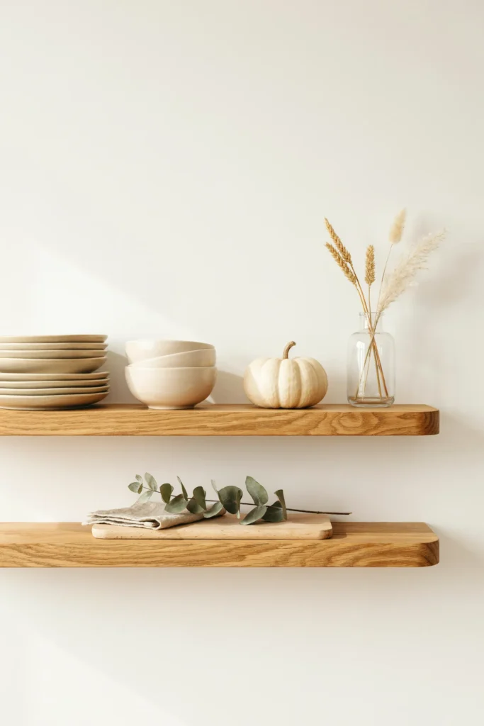 21 Minimalist Fall Decorations for a Calm 2026 Look 13 Minimalist Open Shelving