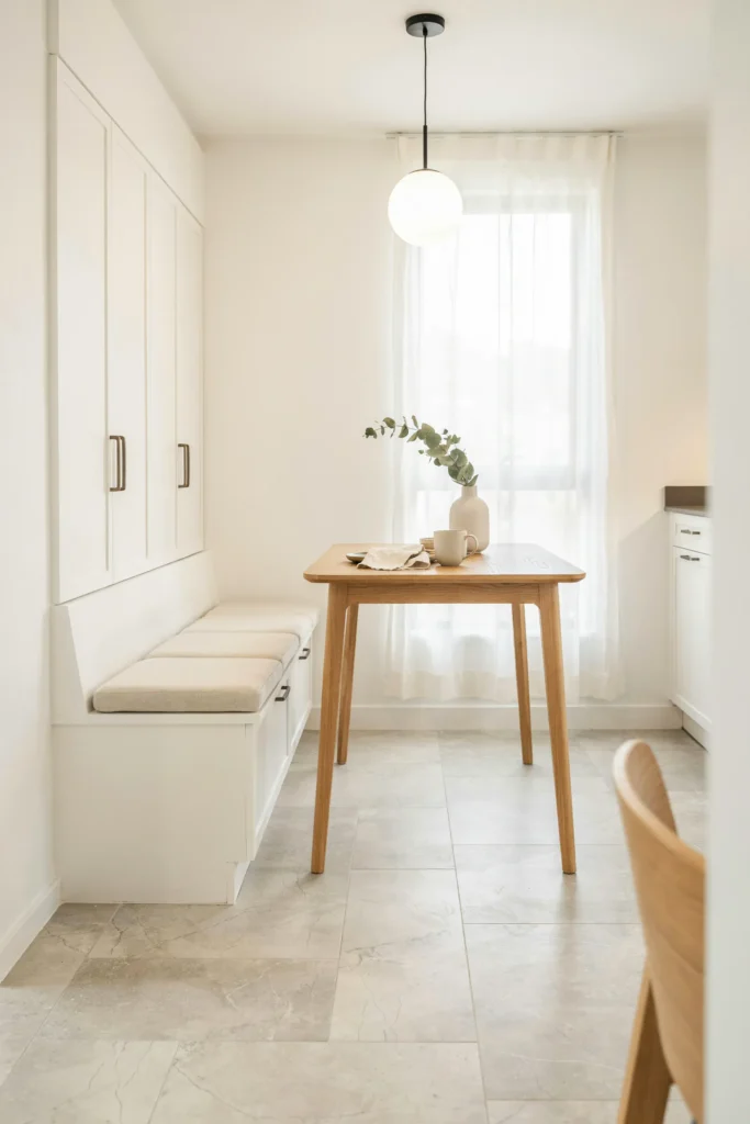 22 Small Kitchen Banquette Seating Ideas Worth Stealing 21 Minimalist White Banquette