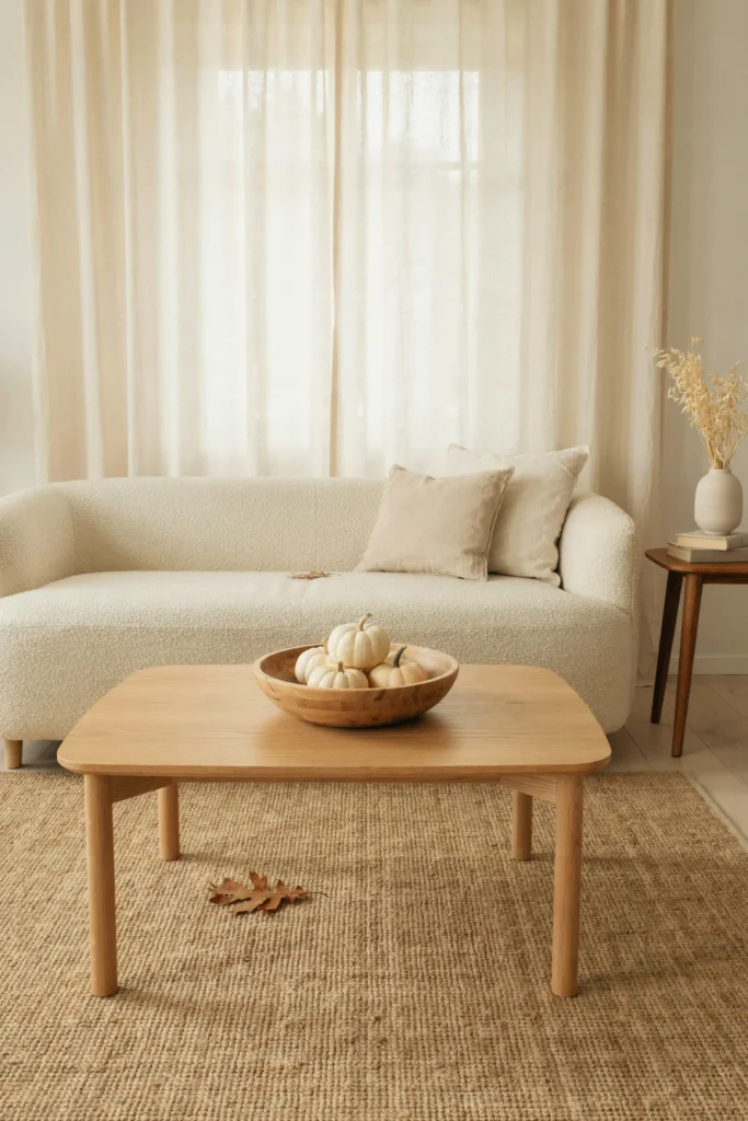 21 Minimalist Fall Decorations for a Calm 2026 Look 9 Natural Wood Accents