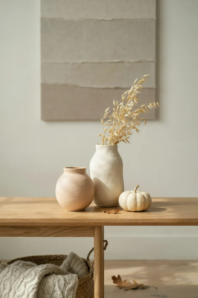21 Minimalist Fall Decorations for a Calm 2026 Look 11 Neutral Ceramic Vases