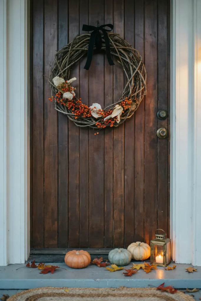 22 Vintage Halloween Decor Ideas for a Nostalgic 2026 11 Old-Fashioned Door Wreath