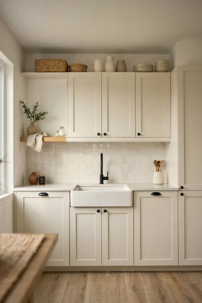 Open Shelves Above Cabinets