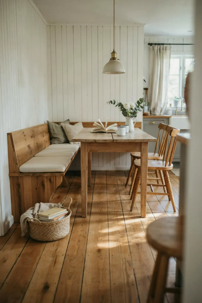 22 Small Kitchen Banquette Seating Ideas Worth Stealing 9 Rustic Farmhouse Breakfast Bench