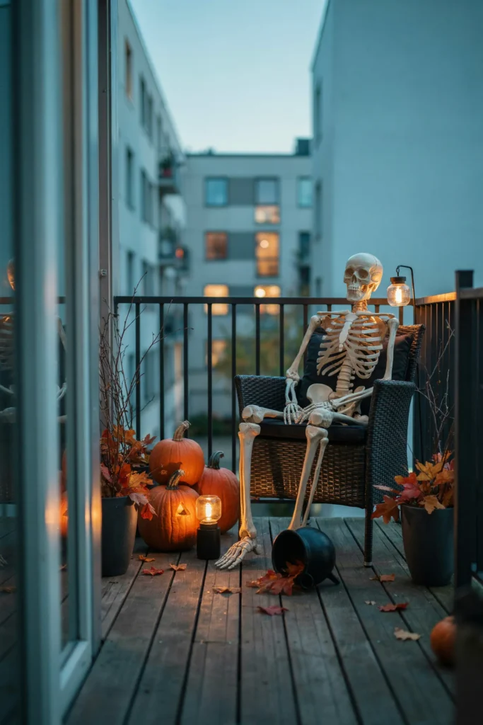 21 Skeleton Halloween Decor Ideas for a Chilling 2026 13 Skeleton Balcony Display