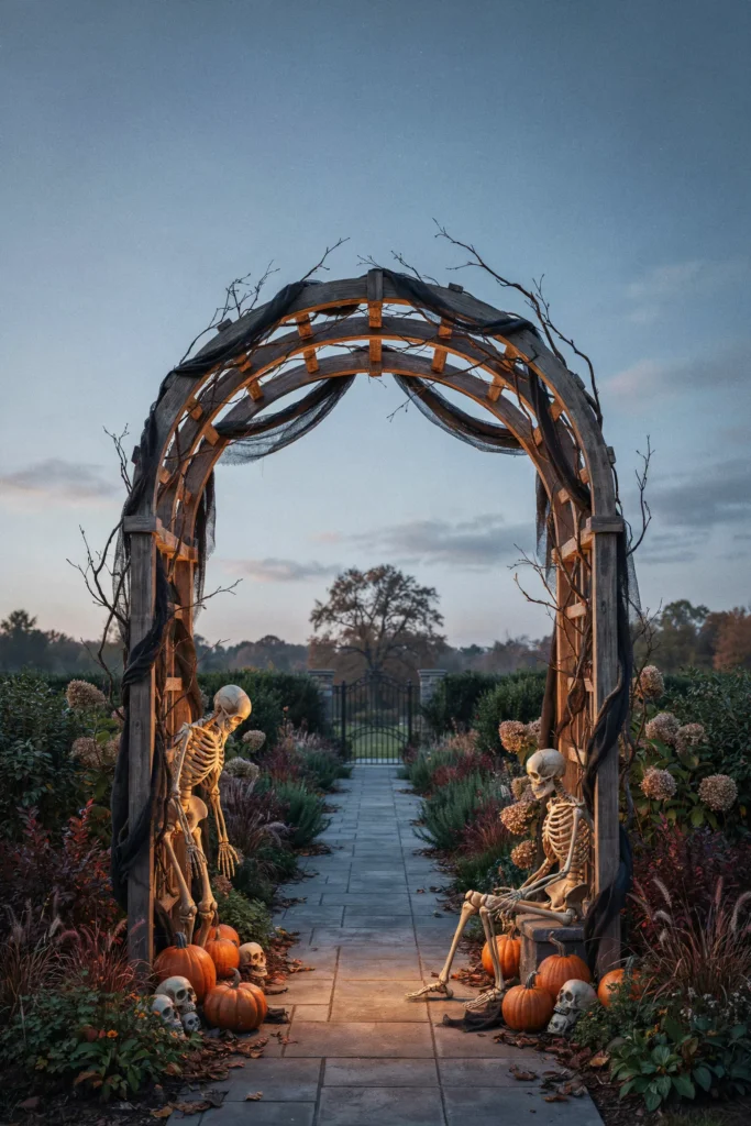 21 Skeleton Halloween Decor Ideas for a Chilling 2026 14 Skeleton Garden Arch