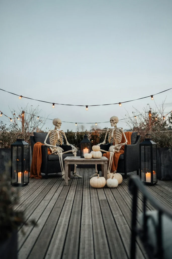 21 Skeleton Halloween Decor Ideas for a Chilling 2026 20 Skeleton Patio Lounge