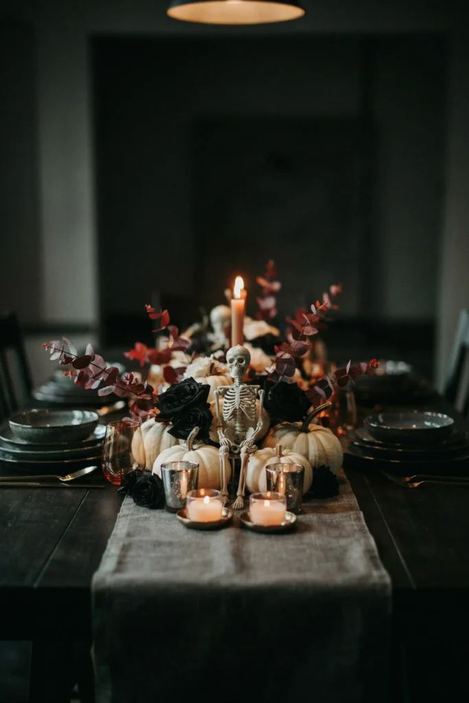 21 Skeleton Halloween Decor Ideas for a Chilling 2026 12 Skeleton Table Centerpiece