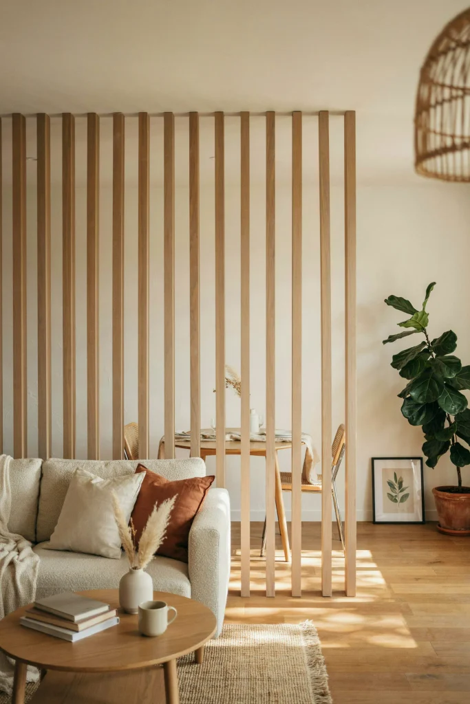 24 Room Divider Ideas That Transform Every Small Space 5 Slatted Wood Screen