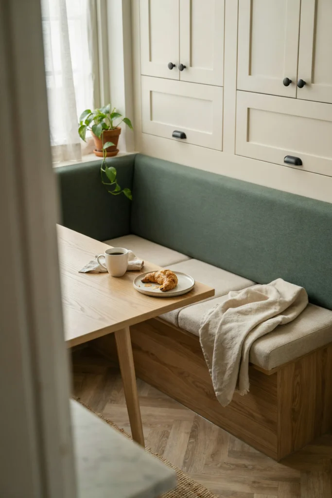 22 Small Kitchen Banquette Seating Ideas Worth Stealing 6 Two-Tone Breakfast Bench