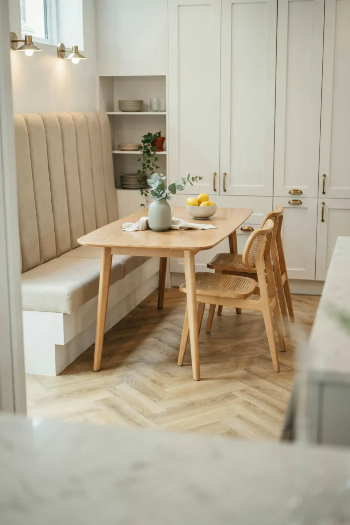 22 Small Kitchen Banquette Seating Ideas Worth Stealing 14 Upholstered Backrest Bench