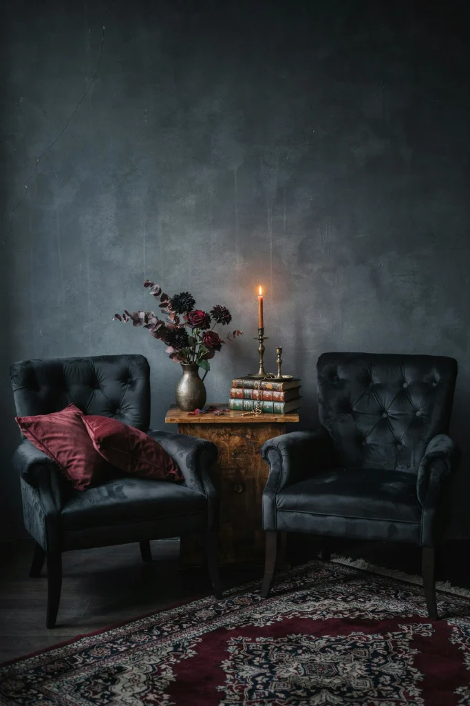 21 Gothic Halloween Decor Ideas for a Haunting 2026 13 Velvet Accent Chairs