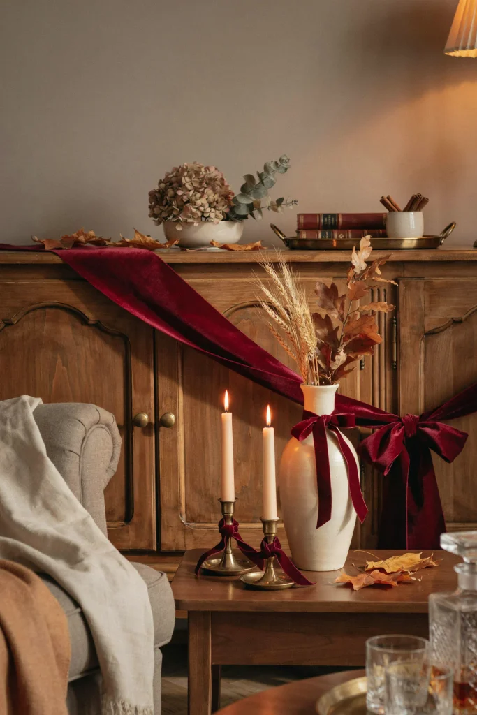 20 Fall Decorations for 2026 That Feel Truly Opulent 20 Velvet Ribbon Details