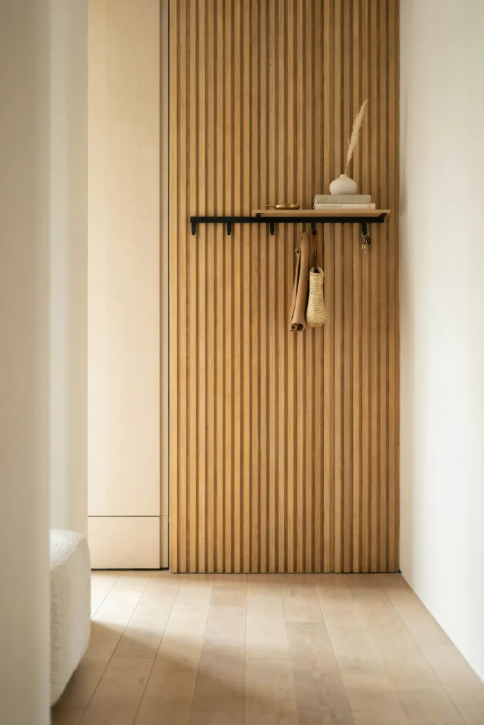 20 Small Apartment Entryway Ideas That Feel Much Bigger 5 Vertical Slat Accent