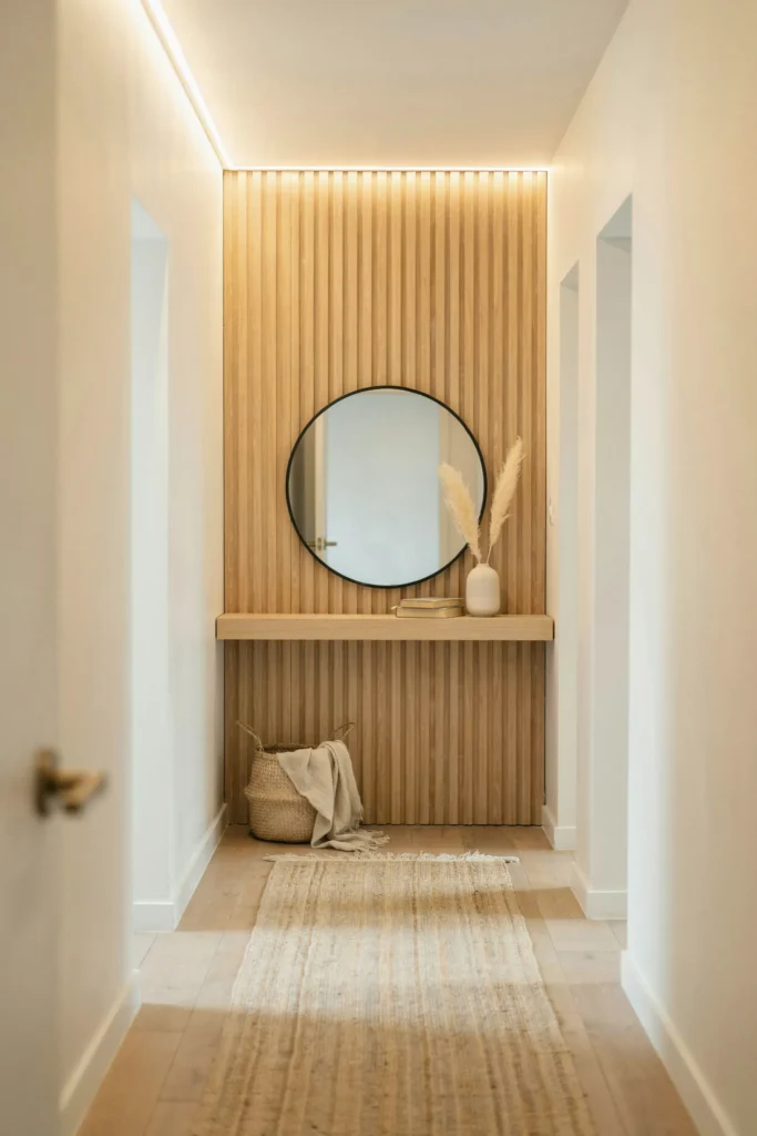 23 Narrow Entryway Ideas for Small Spaces You'll Love 18 Vertical Slat Accent