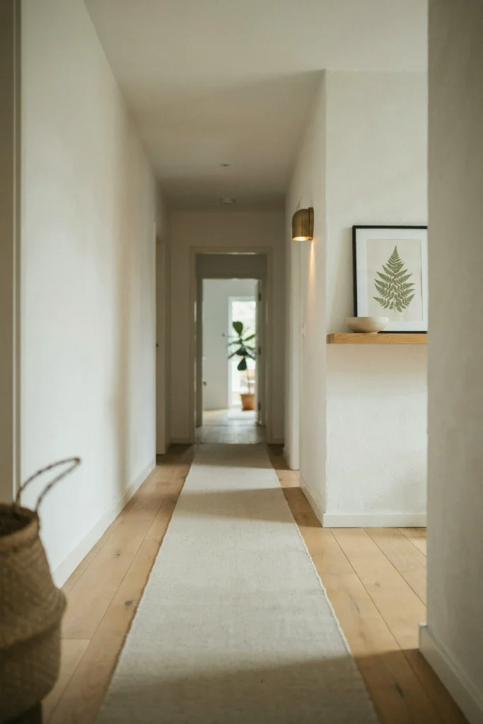 21 Narrow Hallway Decorating Ideas to Try Right Now 5 Wall-Mounted Ledge