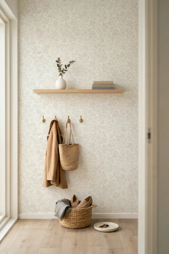 20 Small Apartment Entryway Ideas That Feel Much Bigger 11 Wallpaper Accent Wall