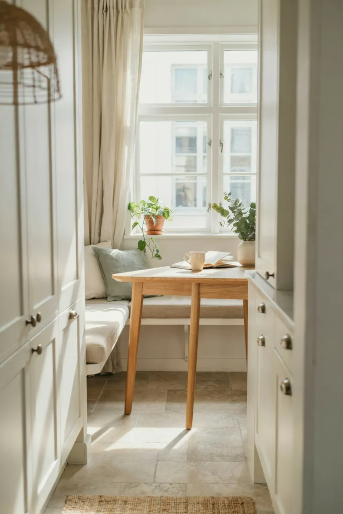 22 Small Kitchen Banquette Seating Ideas Worth Stealing 3 Window-Side Dining Nook