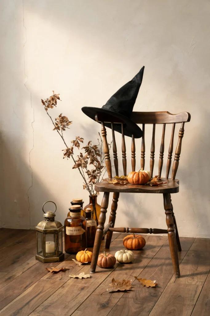22 Vintage Halloween Decor Ideas for a Nostalgic 2026 8 Witch Hat Corner